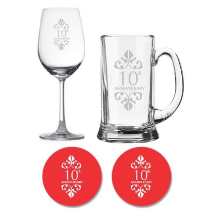 10th Anniversary Beer Wine Glasses