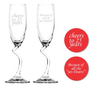 Cheers 25th Marriage Anniversary Champagne Flutes