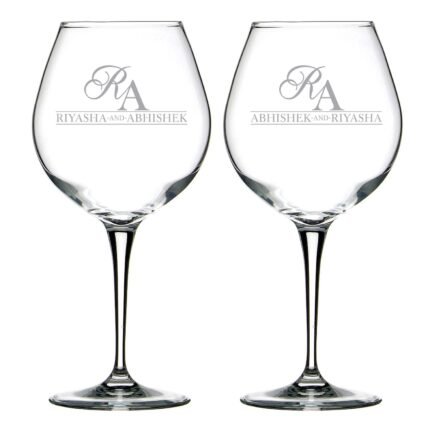 Aesthetic Monogram Personalized Engraved Couple Wine Glass