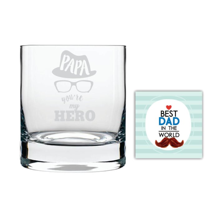 Hero Papa Dad Whiskey Glass