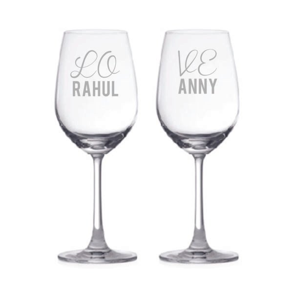 Personalized Engraved Love Wine Glasses